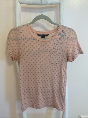 Marc Jacobs Peach Tee with Navy Star Print